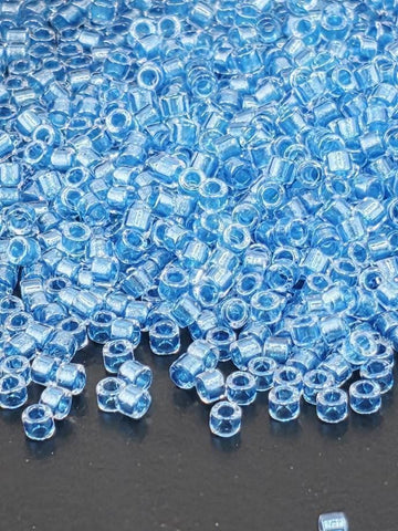DB0905:Crystal/Blue Inside Color Lined Sparkle Duracoat | Size 11/0 | 7g