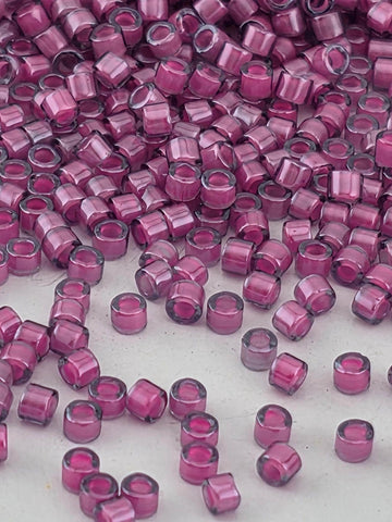 Luminous Jazzberry/Blue Inside Color Lined | Size 11/0 | 7g | Japanese Seed Beads | Bead Weaving Embroidery Supply | DIY Jewelry