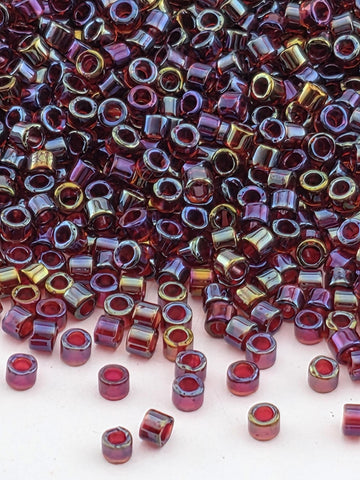 Ruby/Black Cherry Inside Color Lined Rainbow | Size 11/0 | 7g | Japanese Seed Beads | Bead Weaving Embroidery Supply | DIY Jewelry