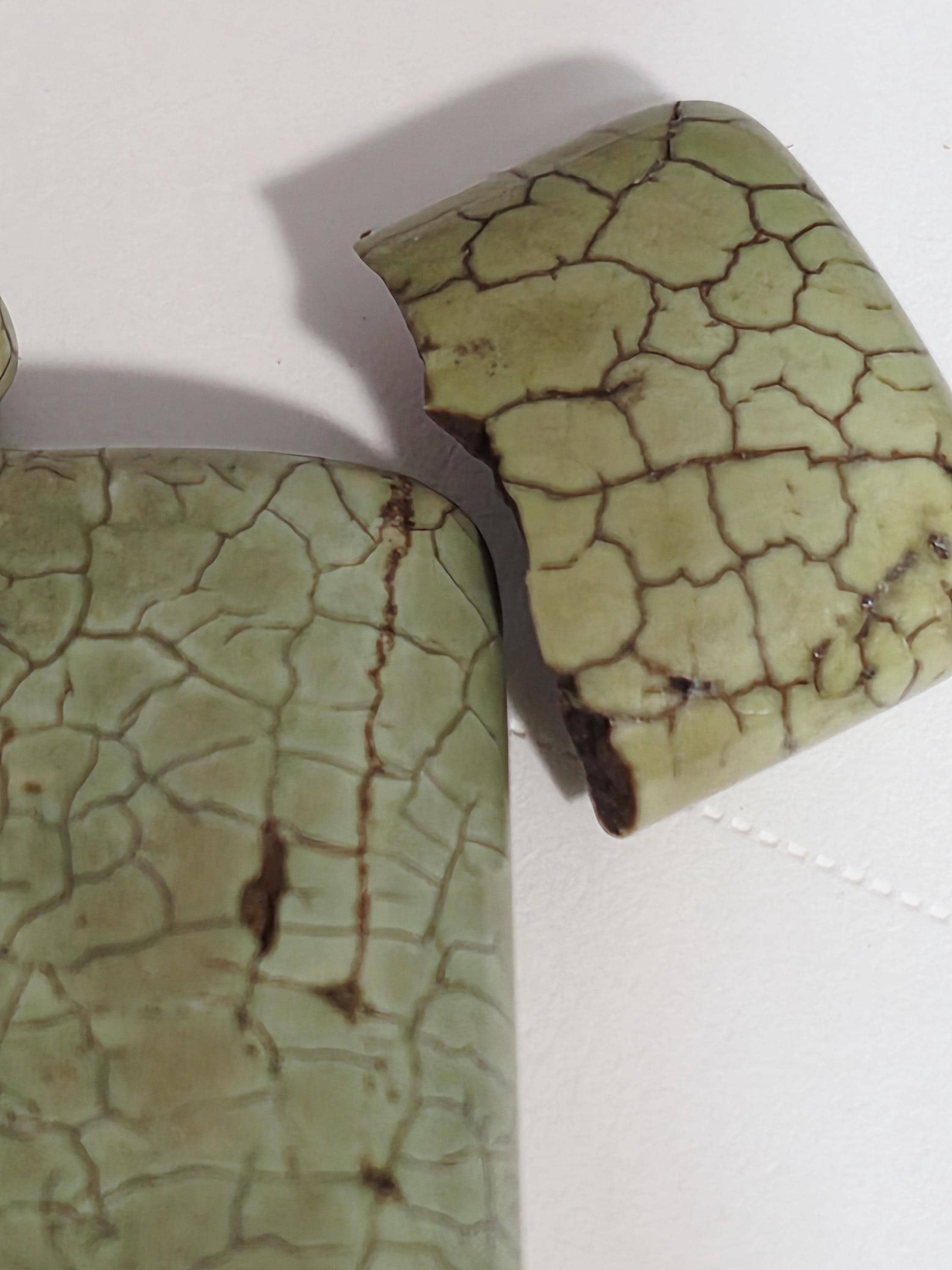 Natural Citron Magnesite Focal Beads - Large 30x15mm Rectangle Stone Slabs - Apple Green Lemon Chrysoprase with Brown Matrix - 4pc Designer
