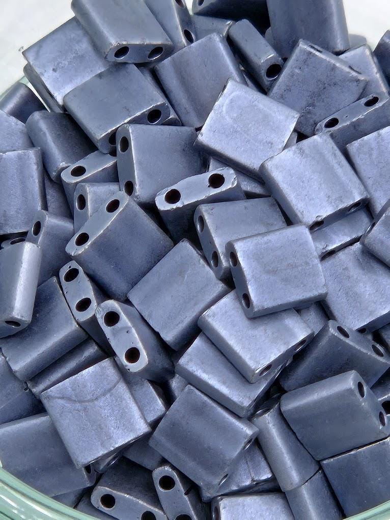 TL2001-Miyuki Tila Beads:Blue-Grey M/MA (7.5g pkg)