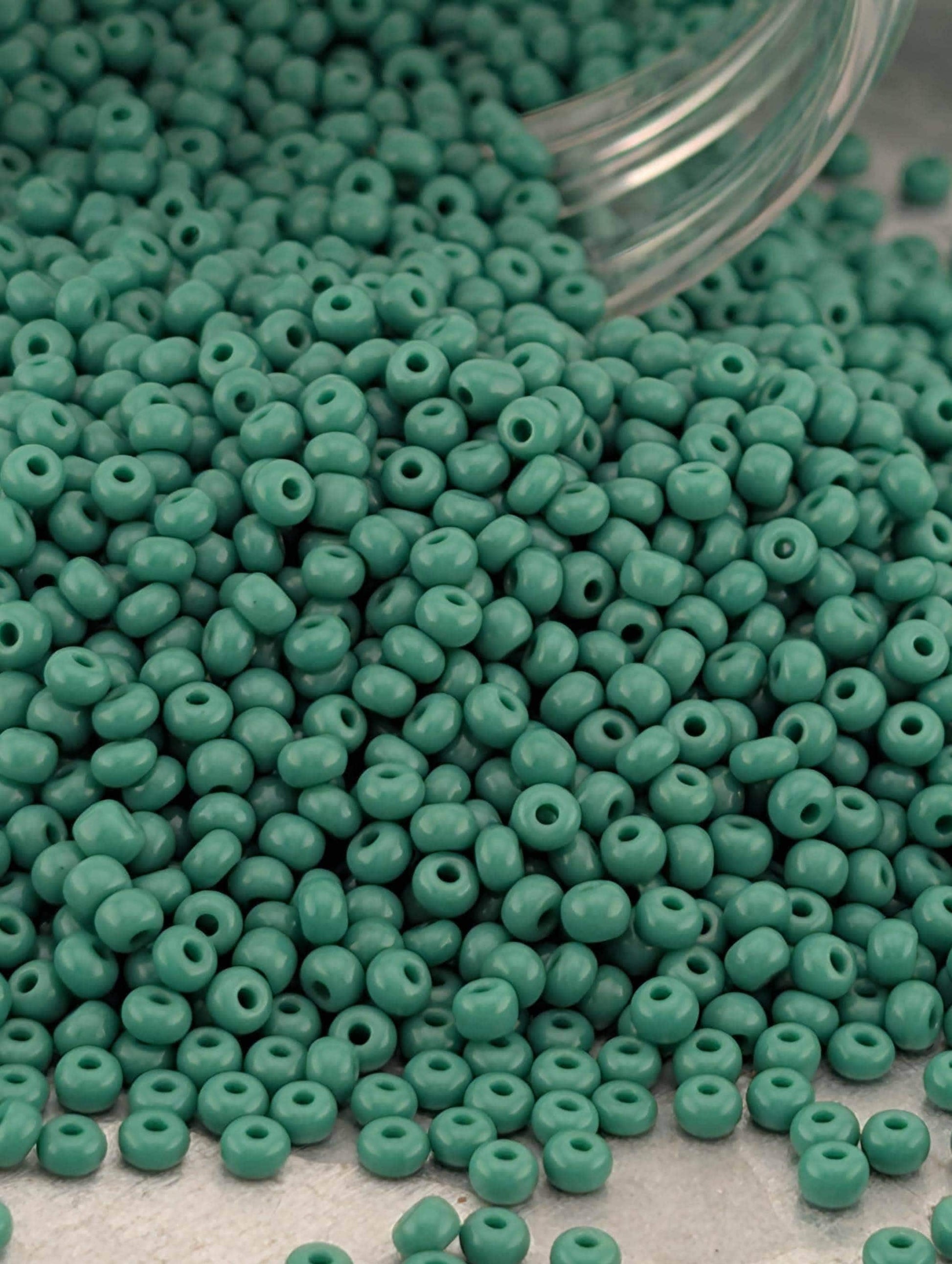 Opaque Dark Green | Size 10 | 15g | Preciosa-Ornela Glass Seed Beads | Czech Seed Beads | Bead Weaving Embroidery Supply | DIY Jewelry