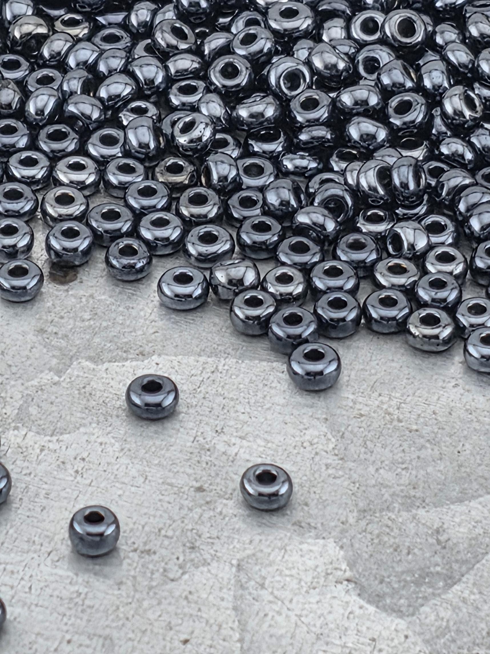 Opaque Hematite | Size 8 | 15g | Preciosa-Ornela Glass Seed Beads | Czech Seed Beads | Bead Weaving Embroidery Supply | DIY Jewelry