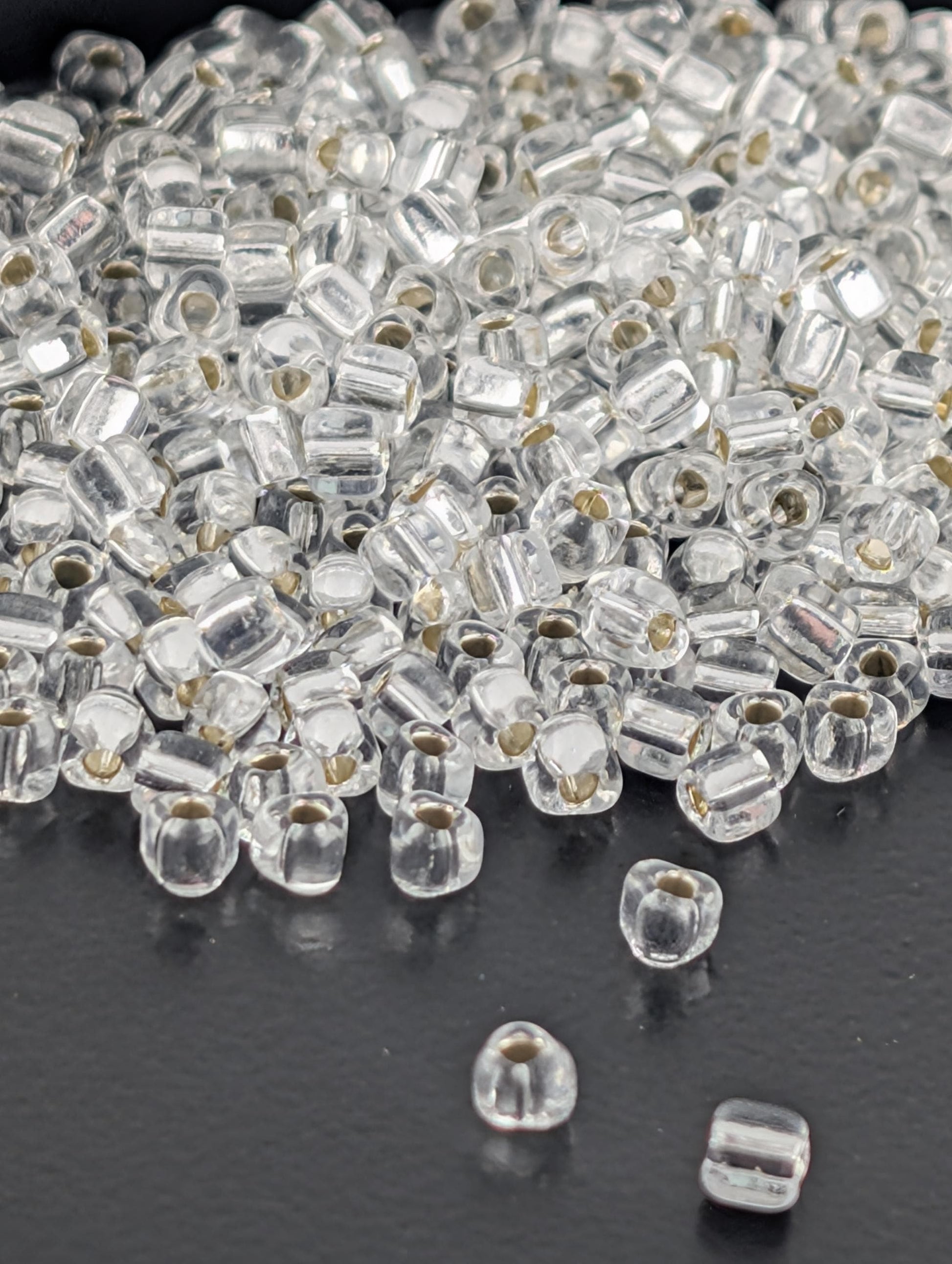 Crystal Translucent Silver Lined Miyuki Triangle Size 8/0 (15g Pkg) | Japanese Seed Beads | Bead Weaving Embroidery Supply | DIY Jewelry