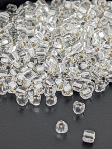 Crystal Translucent Silver Lined Miyuki Triangle Size 8/0 (15g Pkg) | Japanese Seed Beads | Bead Weaving Embroidery Supply | DIY Jewelry