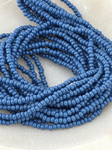 Opaque Denim Blue | Size 11 | Half-Hank (12" 6-String) | Preciosa-Ornela Glass Seed Beads | Czech Seed Beads