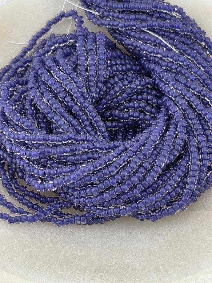 Transparent Terra Intensive Crystal Lined Purple | Size 11 | Half-Hank (12" 6-String) | Preciosa-Ornela Glass Seed Beads
