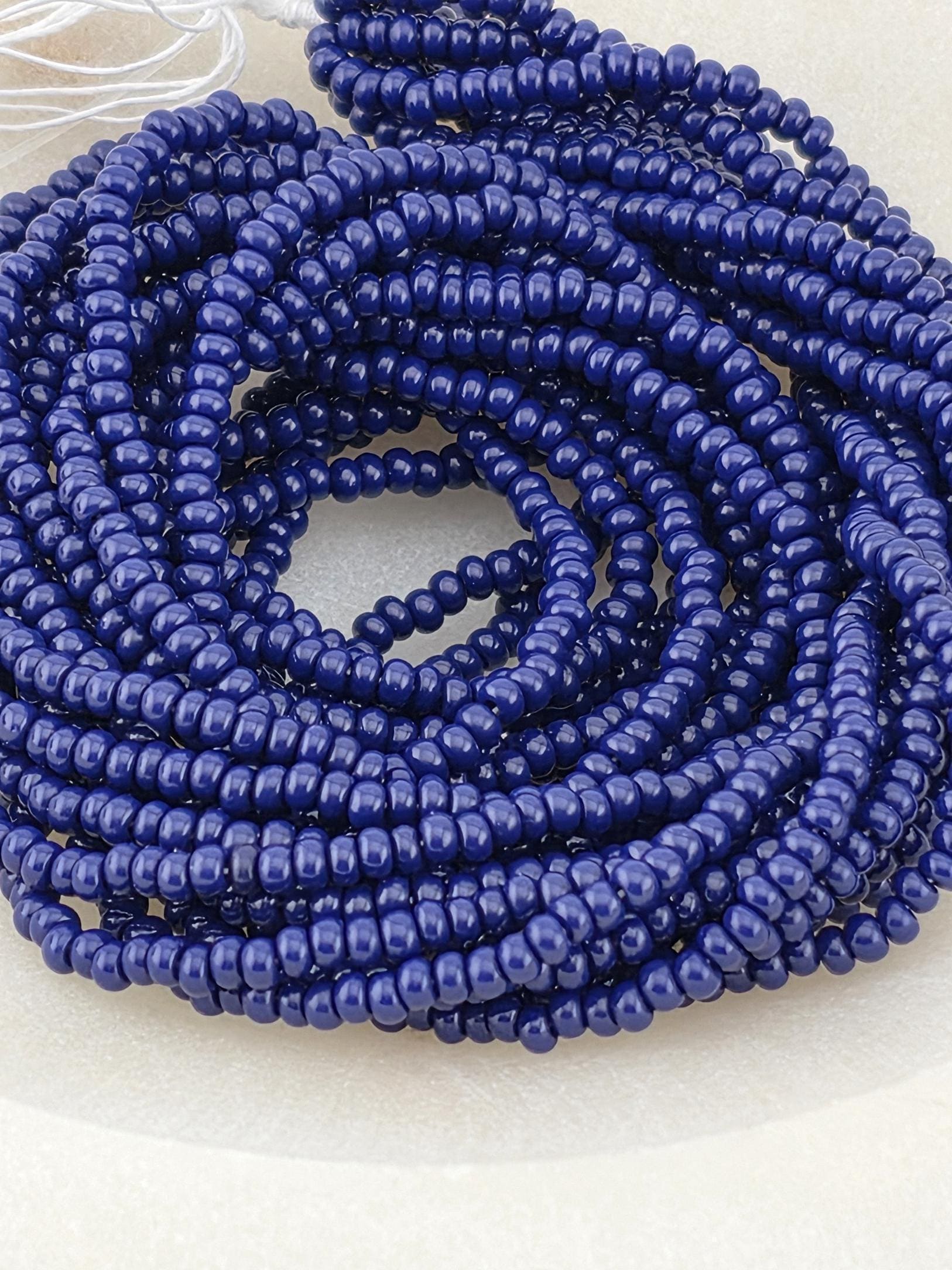 Opaque Navy Blue s | Size 11 | Half-Hank (12" 6-String) | Preciosa-Ornela Glass Seed Beads | Czech Seed Beads