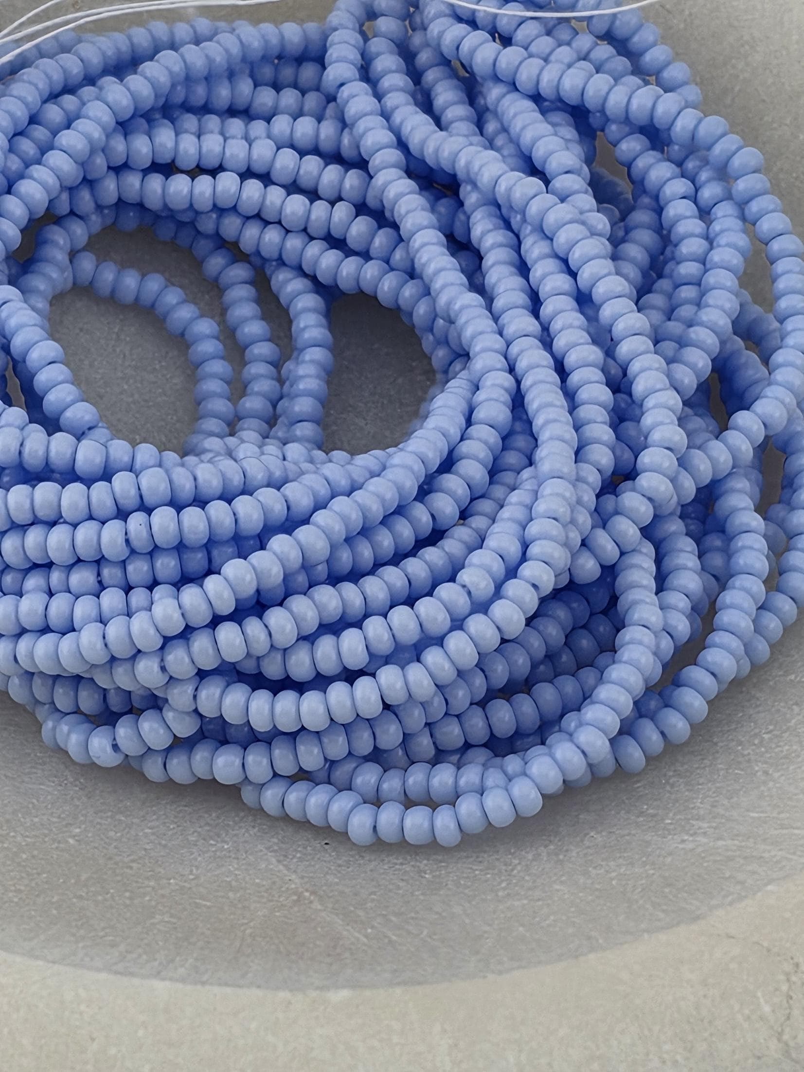 Opaque Powder Blue | Size 11 | Half-Hank (12" 6-String) | Preciosa-Ornela Glass Seed Beads | Czech Seed Beads