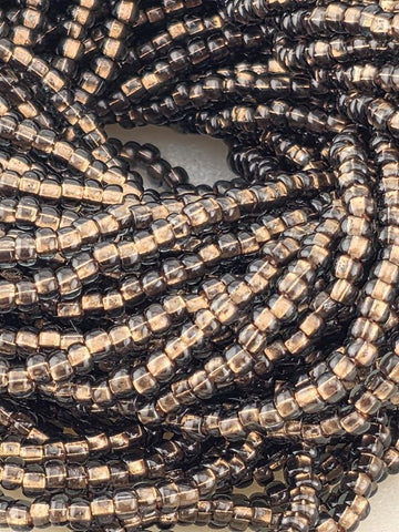 Transparent Black Diamond Silver Lined Rocaille | Size 11 | Half-Hank (12" 6-String) | Preciosa-Ornela Glass Seed Beads