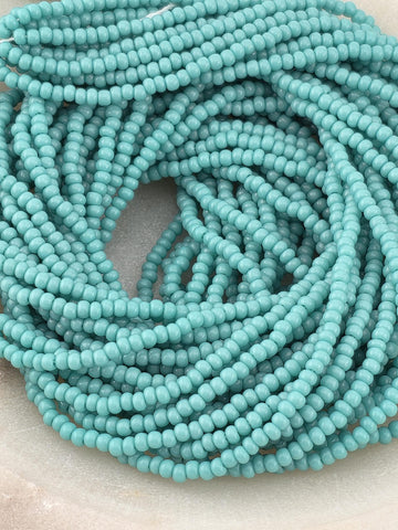 Opaque Green Turquoise | Size 11 | Half-Hank (12" 6-String) | Preciosa-Ornela Glass Seed Beads