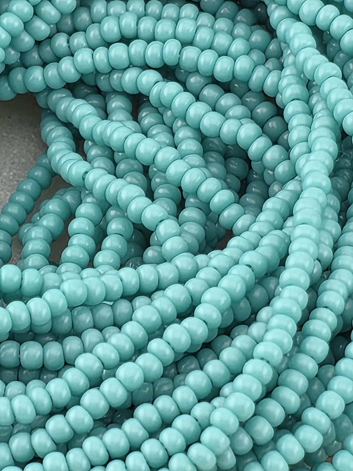 Opaque Green Turquoise | Size 11 | Half-Hank (12" 6-String) | Preciosa-Ornela Glass Seed Beads