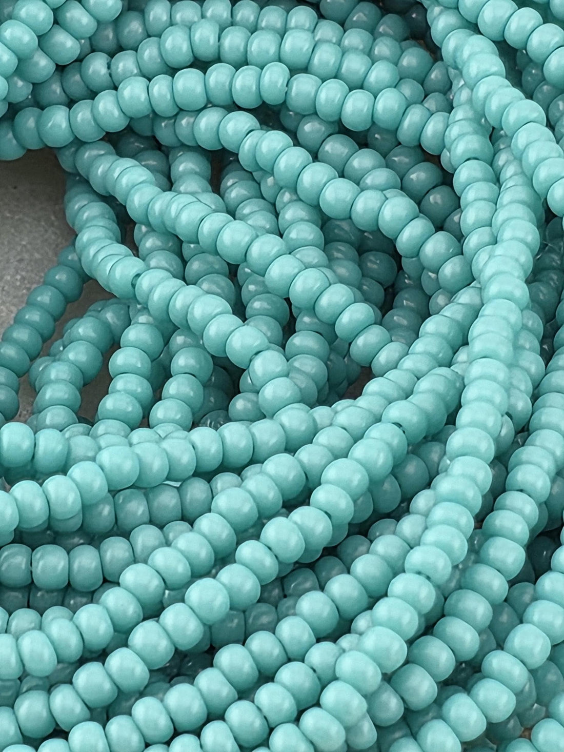 Opaque Green Turquoise | Size 11 | Half-Hank (12" 6-String) | Preciosa-Ornela Glass Seed Beads | Czech Seed Beads