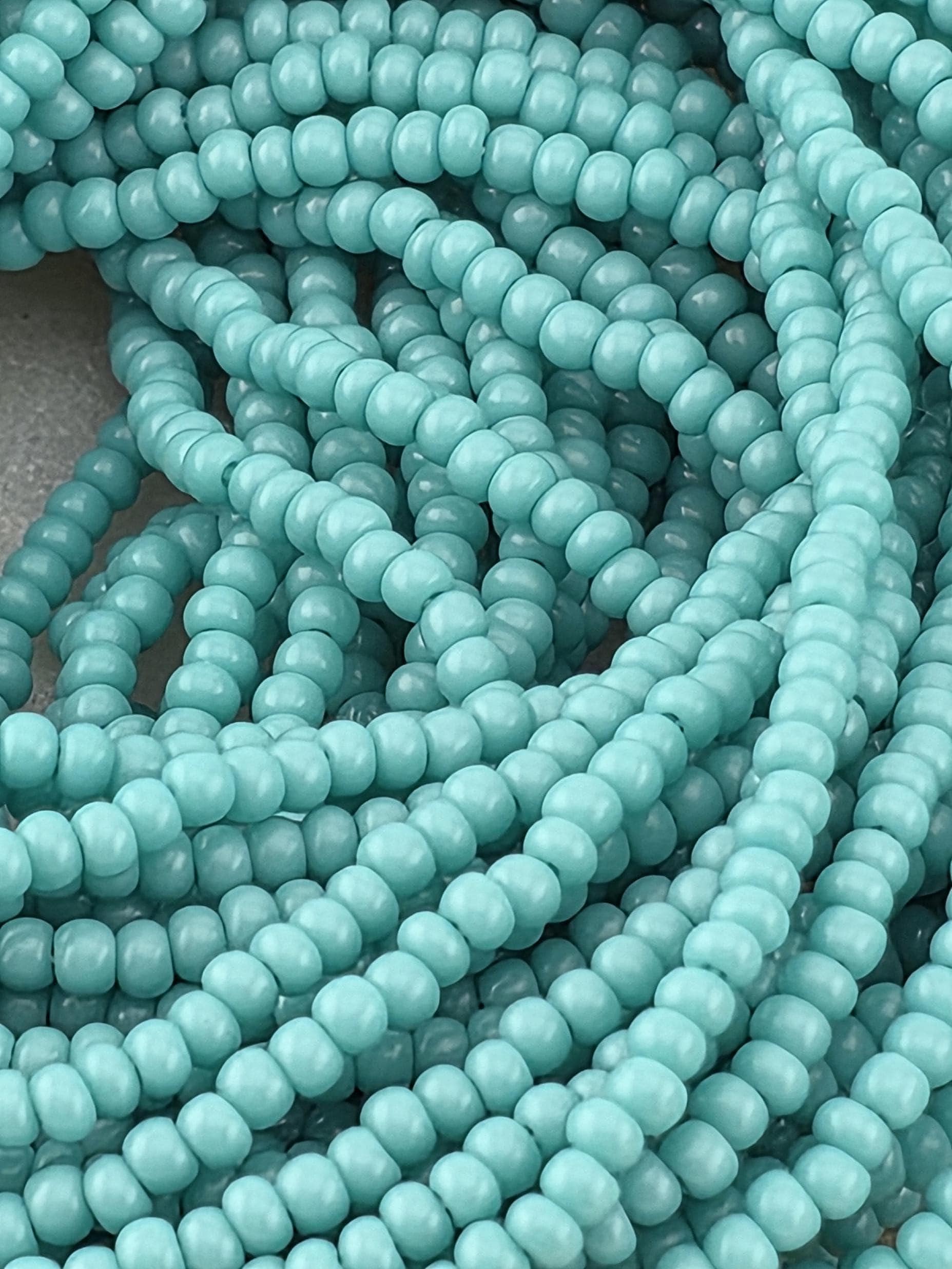 Opaque Green Turquoise | Size 11 | Half-Hank (12" 6-String) | Preciosa-Ornela Glass Seed Beads | Czech Seed Beads