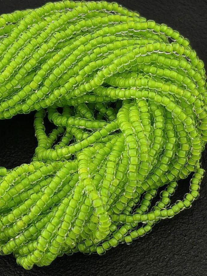 Opaque Terra-Intensive Lime Green | Size 11 | Half-Hank (12" 6-String) | Preciosa-Ornela Glass Seed Beads