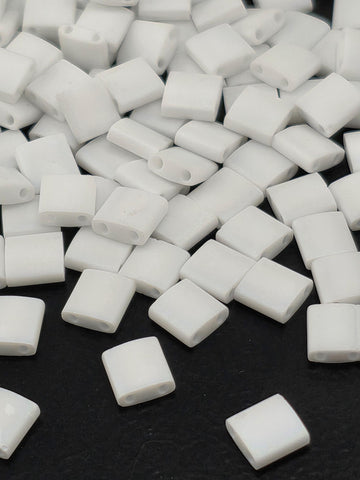 TL0402FR-Miyuki Tila Beads:White O/MA/R (7.5g pkg)