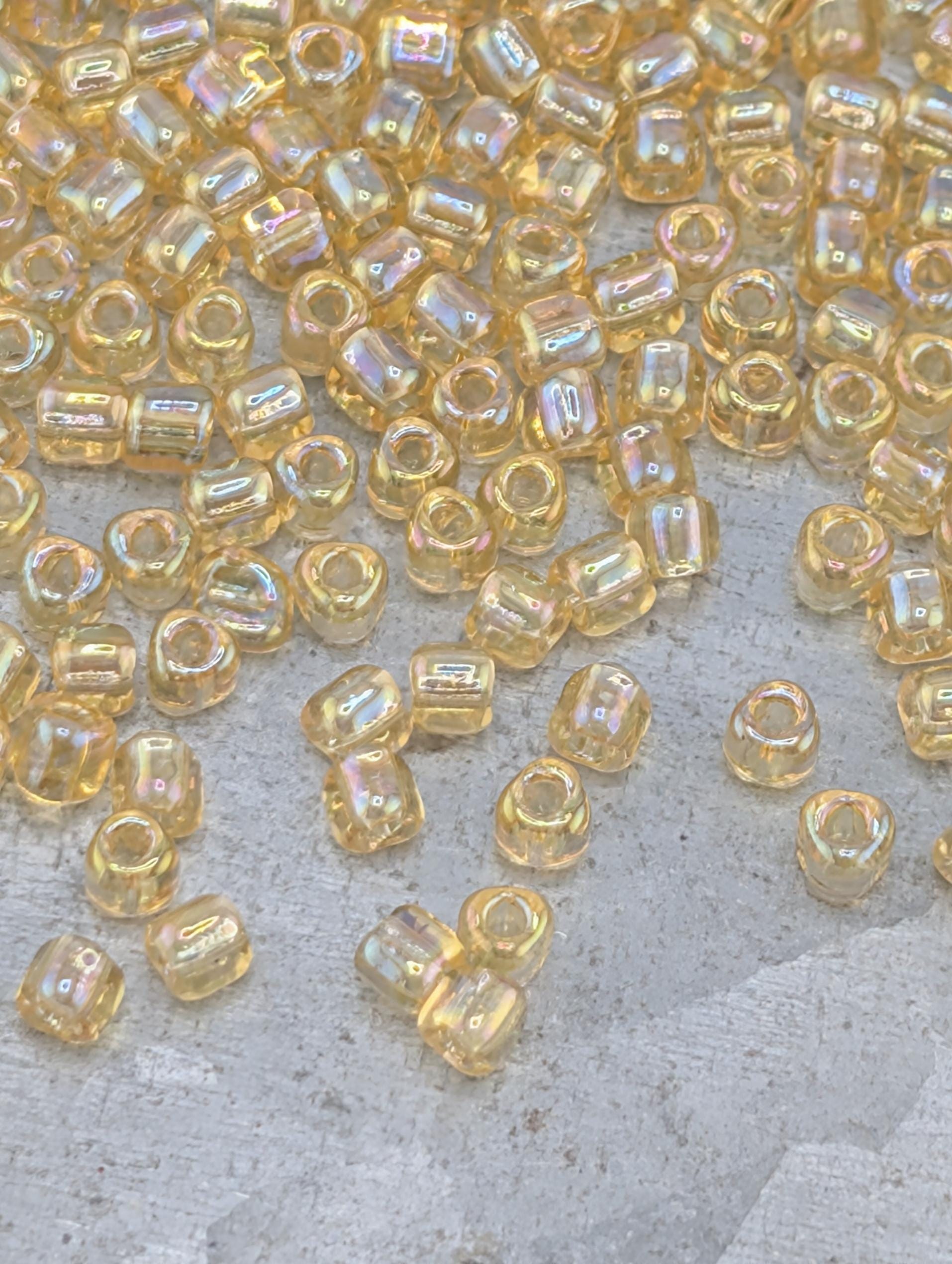 Light Gold Translucent Rainbow Miyuki Triangle Size 10/0 (15g Pkg) | Japanese Seed Beads | Bead Weaving Embroidery Supply | DIY Jewelry