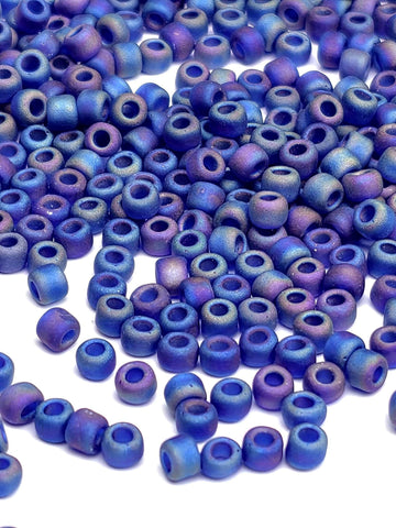 Overstock Sale: Matsuno Size 6/0 Frosted Rainbow Cobalt Seed Beads - 15g Pack (Approx 180 pcs) - Japanese Glass Beads for Jewelry Making