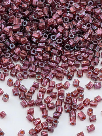 Dark Raspberry Translucent Inside Color Lined Miyuki Twist Size 10/0 (15g Pkg) | Japanese Seed Beads | Bead Weaving Embroidery Supply