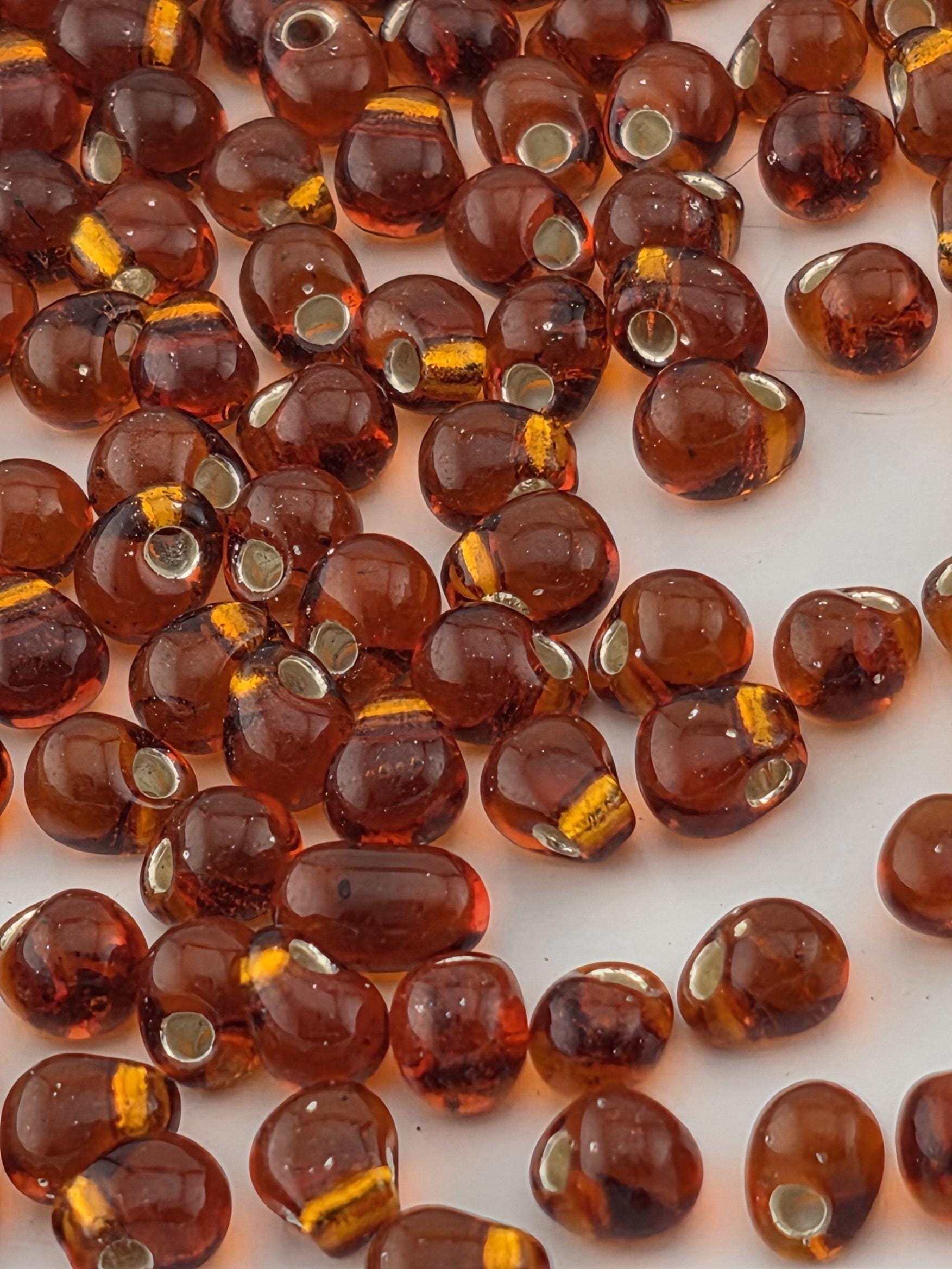 Miyuki Drop Dark Topaz Translucent Silver-Lined Size 3.4mm | Japanese Seed Beads | Bead Weaving Embroidery Supply | DIY Jewelry