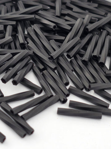Miyuki Twisted Bugles 2x12 Black Opaque Matte Size 2x12mm | Japanese Seed Beads | Bead Weaving Embroidery Supply | DIY Jewelry