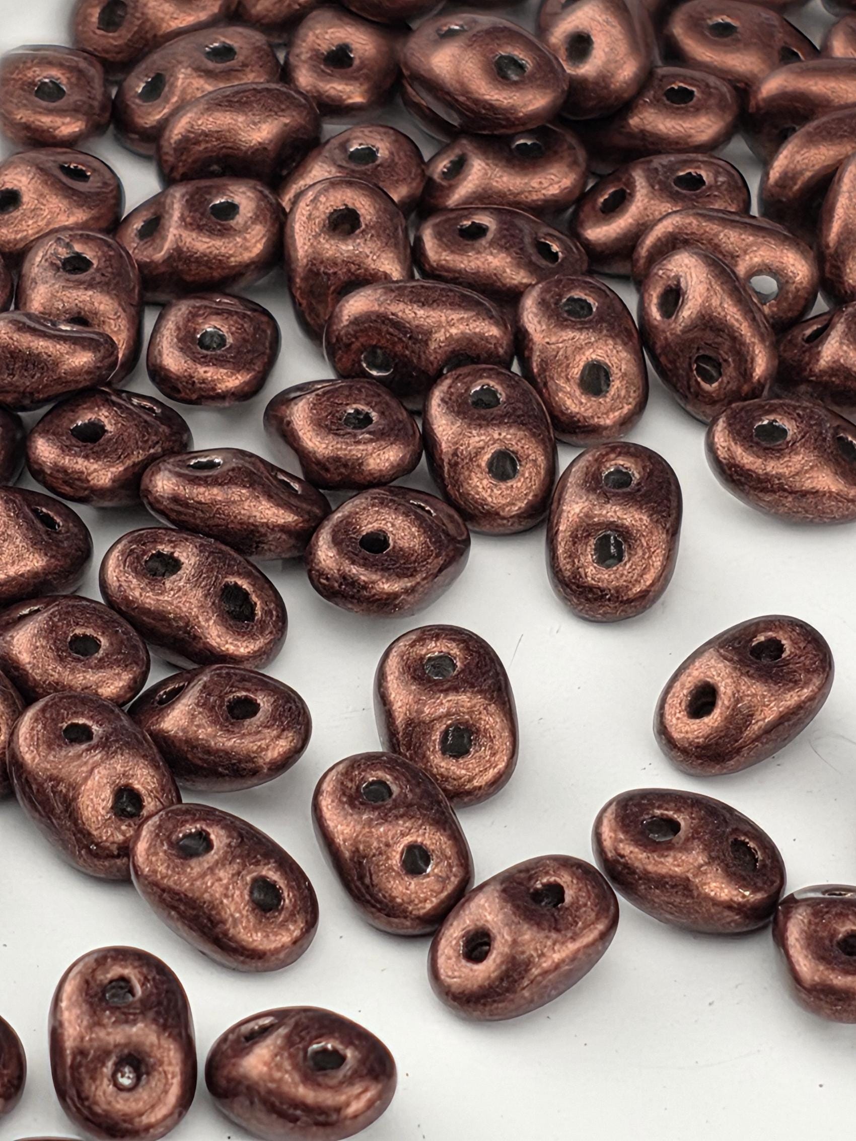 SuperDuo 5 x 2mm ColorTrends: Saturated Metallic Chicory Coffee 2.5 Tube | Japanese Seed Beads | Bead Weaving Embroidery Supply
