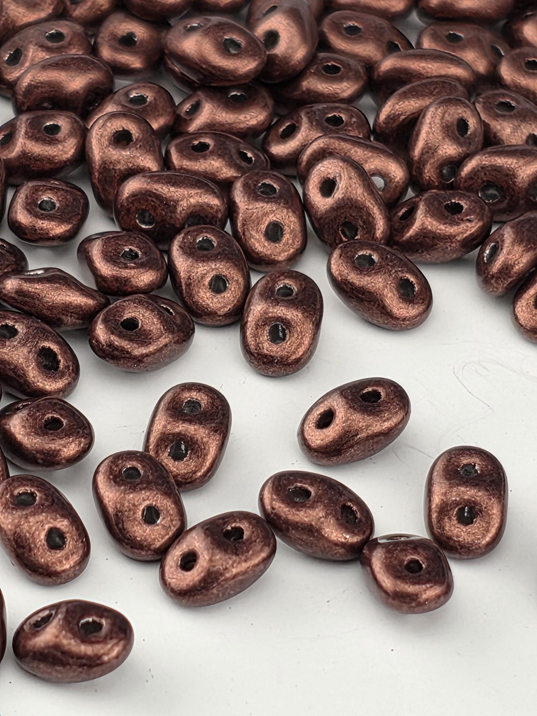SuperDuo 5 x 2mm ColorTrends: Saturated Metallic Chicory Coffee 2.5 Tube | Japanese Seed Beads | Bead Weaving Embroidery Supply