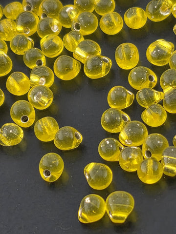 Miyuki Yellow Drop Beads, Silver-Lined (3.4mm, 15g Pack) | Japanese Seed Beads | Bead Weaving Embroidery Supply | DIY Jewelry