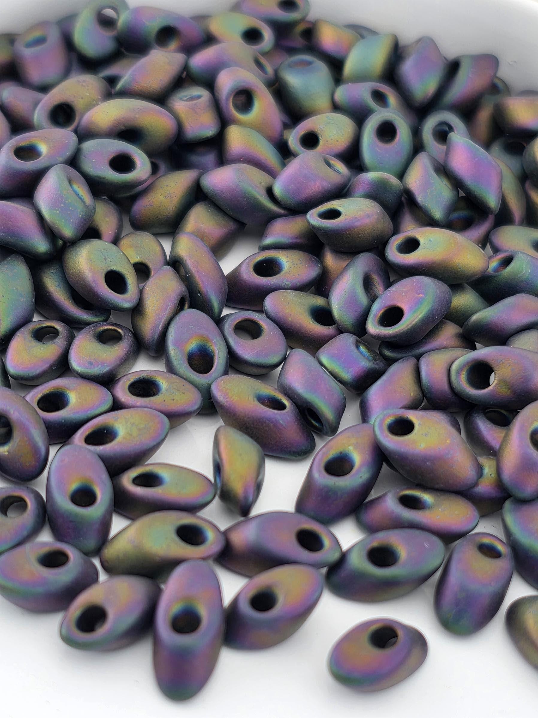 Miyuki Long Magatama Violet Matte Metallic Rainbow Size 4x7mm 15g pkg | Japanese Seed Beads | Bead Weaving Embroidery Supply | DIY Jewelry