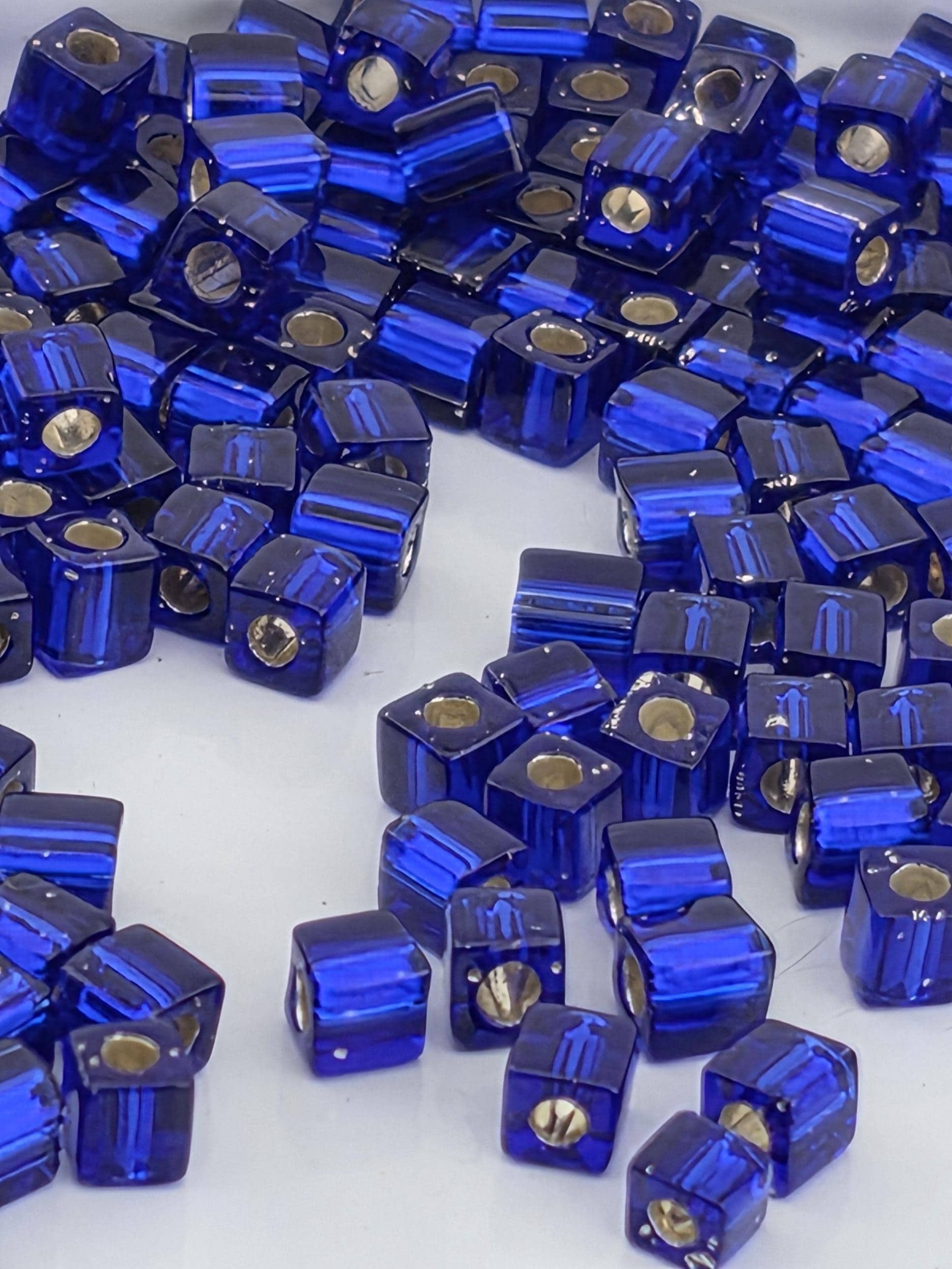 Cobalt Blue Miyuki Square Beads - Silver-Lined, 3mm, 15g Pack | Japanese Seed Beads | Bead Weaving Embroidery Supply | DIY Jewelry