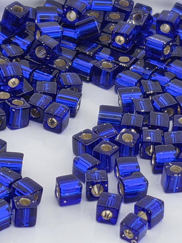 Cobalt Blue Miyuki Square Beads - Silver-Lined, 3mm, 15g Pack | Japanese Seed Beads | Bead Weaving Embroidery Supply | DIY Jewelry