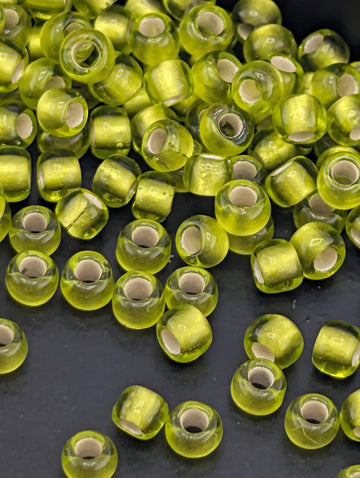 Silver-Lined Frosted Lime Green Size 8/0 Toho Round 2.5" tube | Japanese Seed Beads | Bead Weaving Embroidery Supply | DIY Jewelry