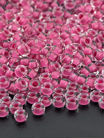 Transparent Terra-Intensive Crystal Lined Magenta | Size 8 | 15g | Preciosa-Ornela Glass Seed Beads