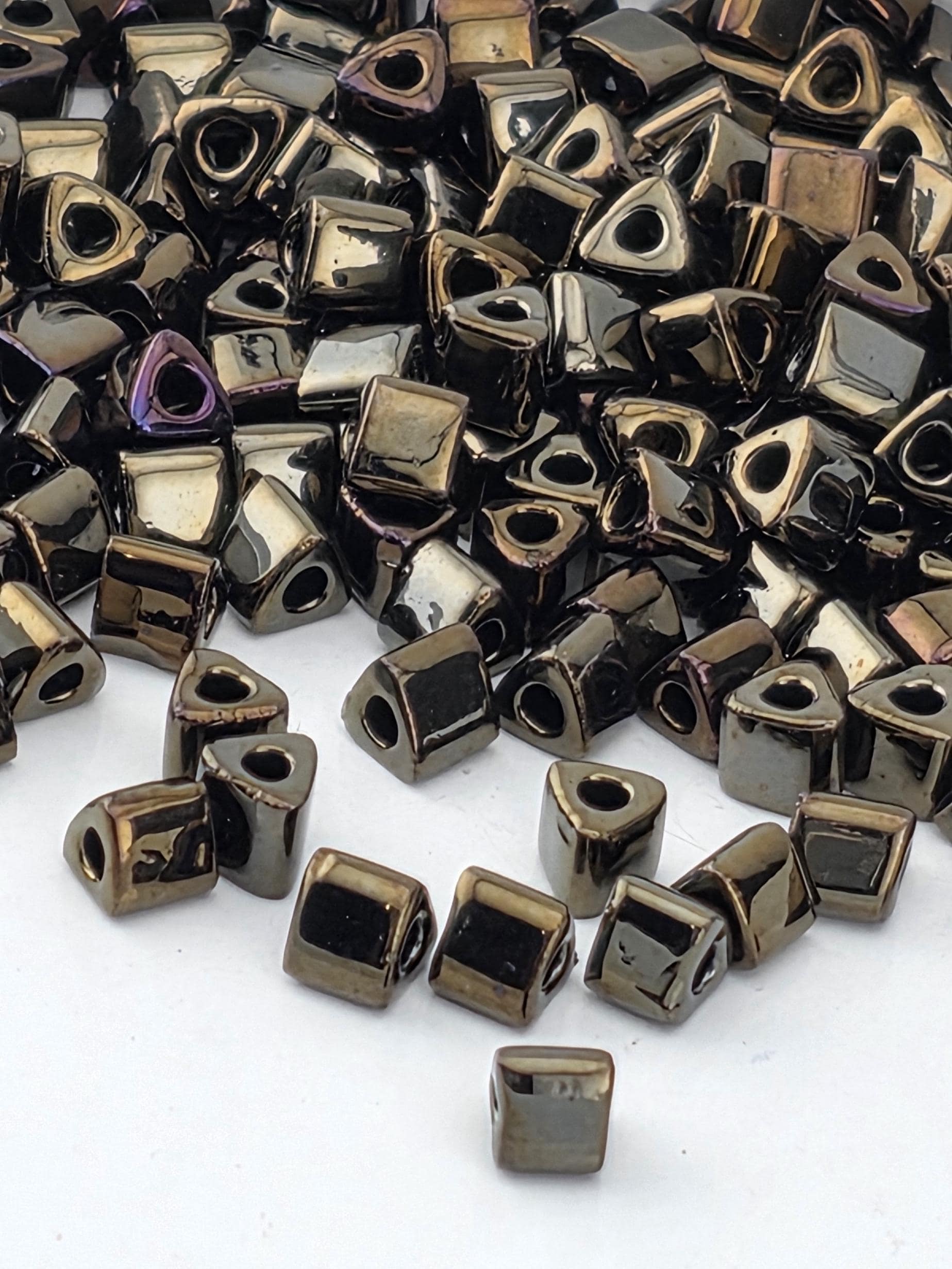 TOHO Triangle 8/0 Metallic Iris - Brown 2.5 Tube | Japanese Seed Beads | Bead Weaving Embroidery Supply | DIY Jewelry