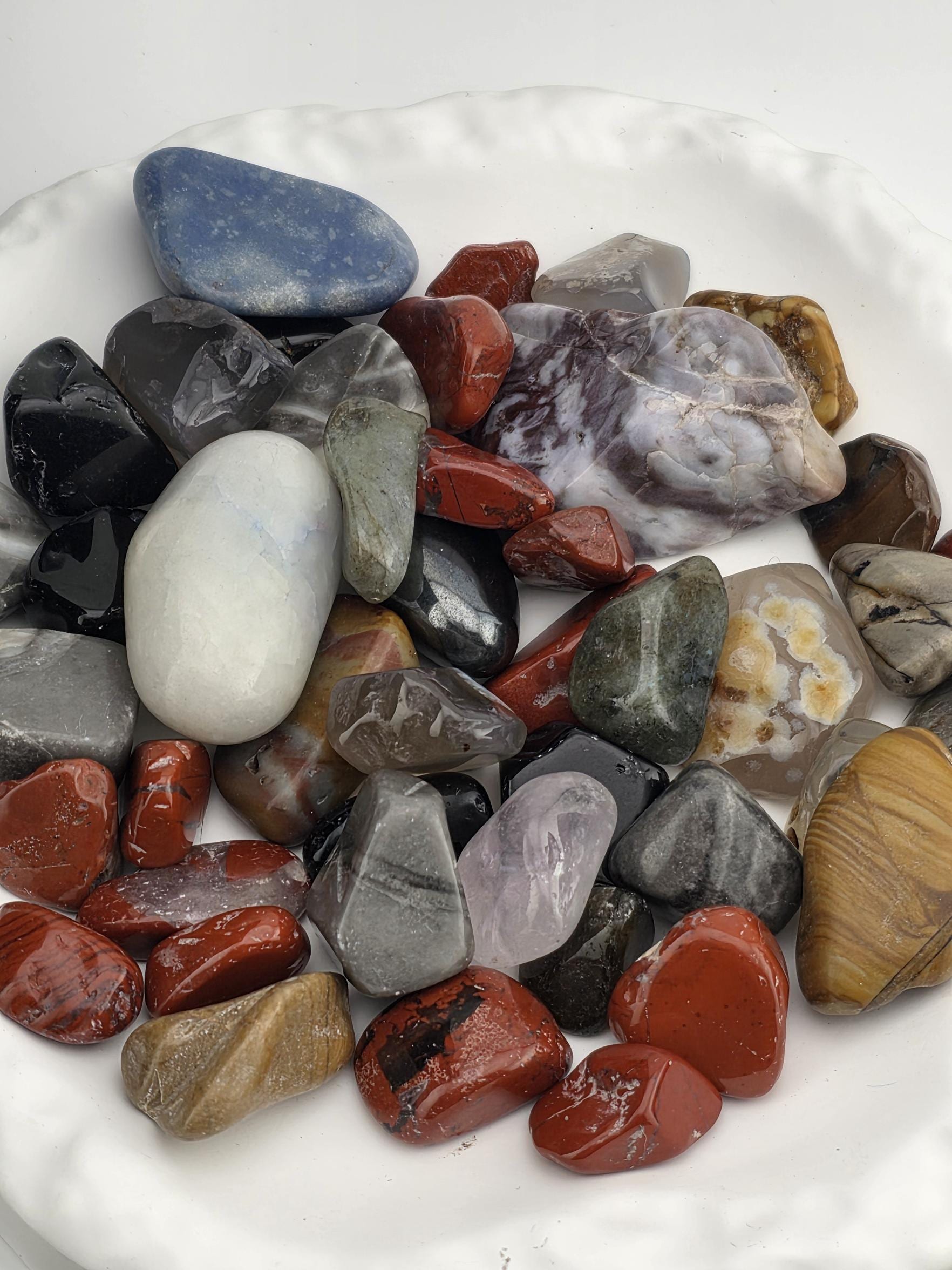 Tumbled Gemstone Mix Crystal Healing Stone Variety Chakra Set Natural Mineral Collection Random Assortment Polished Stones Jasper Tiger Eye Agate Calcite Obsidian Sodalite Energy Work Meditation Practice Spiritual Gift Metaphysical Tools