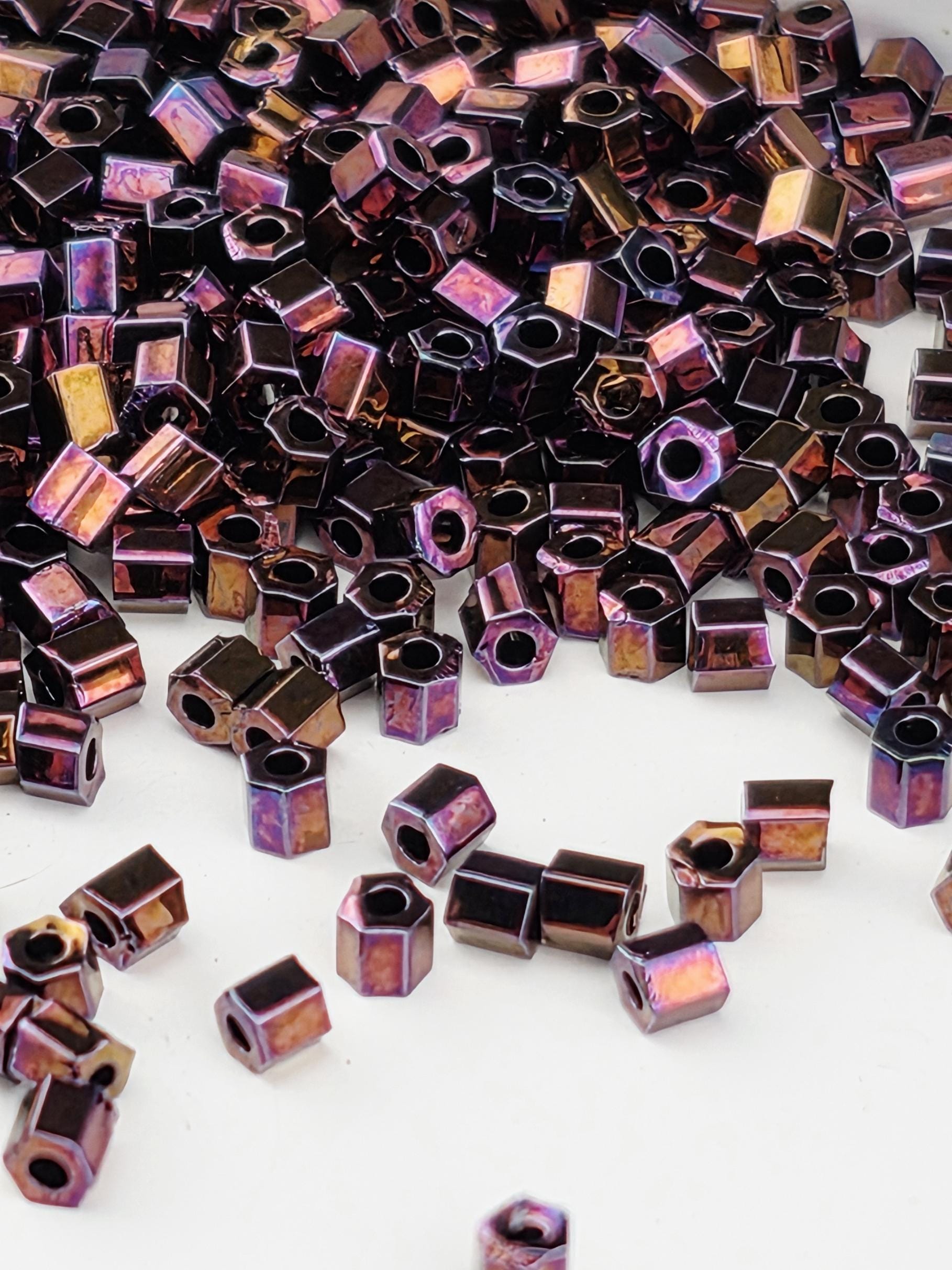 TOHO 11/0 Hex Seed Beads Higher-Metallic Dark Amethyst - 2.5" Tube - Premium Permanent Finish Japanese Glass Beads for High-End Jewelry