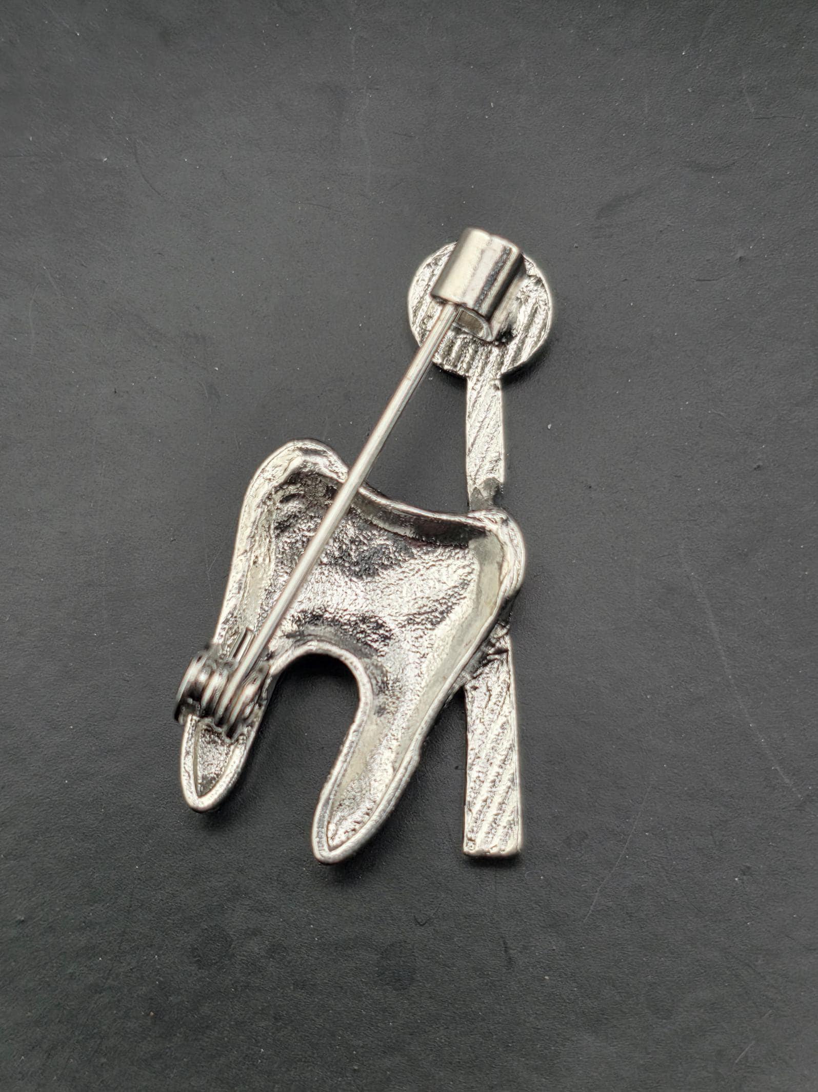 Tooth-Shaped Silver Brooch: Cute Dental Pin for Women | Handmade Pin | Jacket Scarf Hat Accessory | Gift Idea