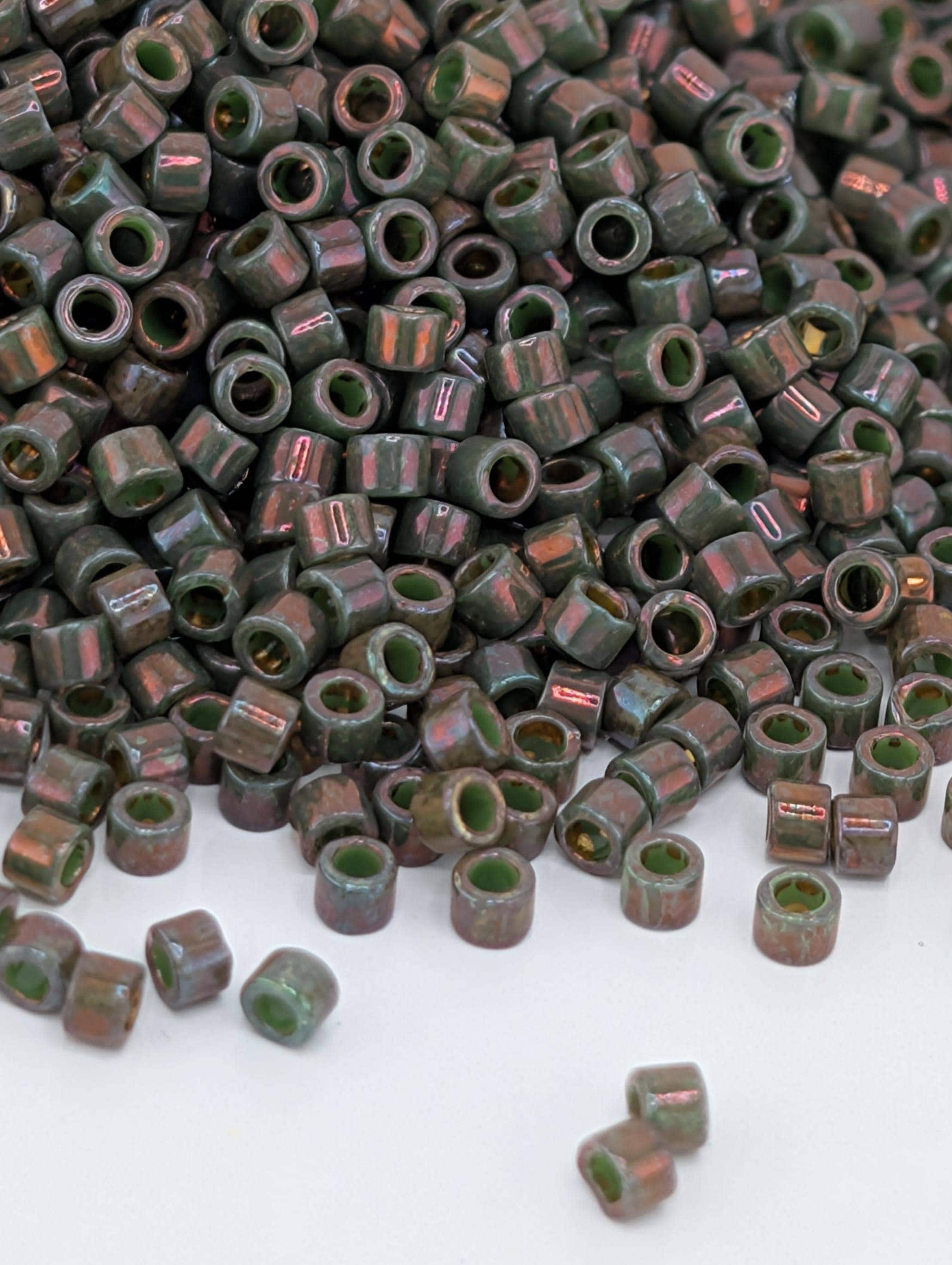 DB0131:Moss Green Opaque Luster Rainbow | Size 11/0 | 7g