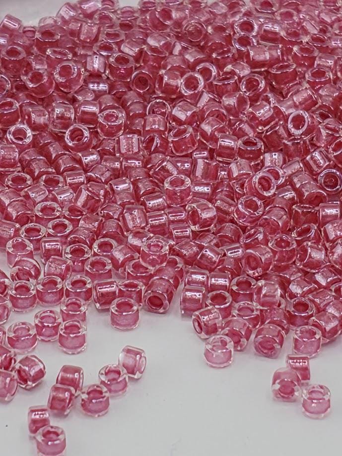 Crystal/Rose Inside Color Lined Sparkle Duracoat | Size 11/0 | 7g | Japanese Seed Beads | Bead Weaving Embroidery Supply | DIY Jewelry