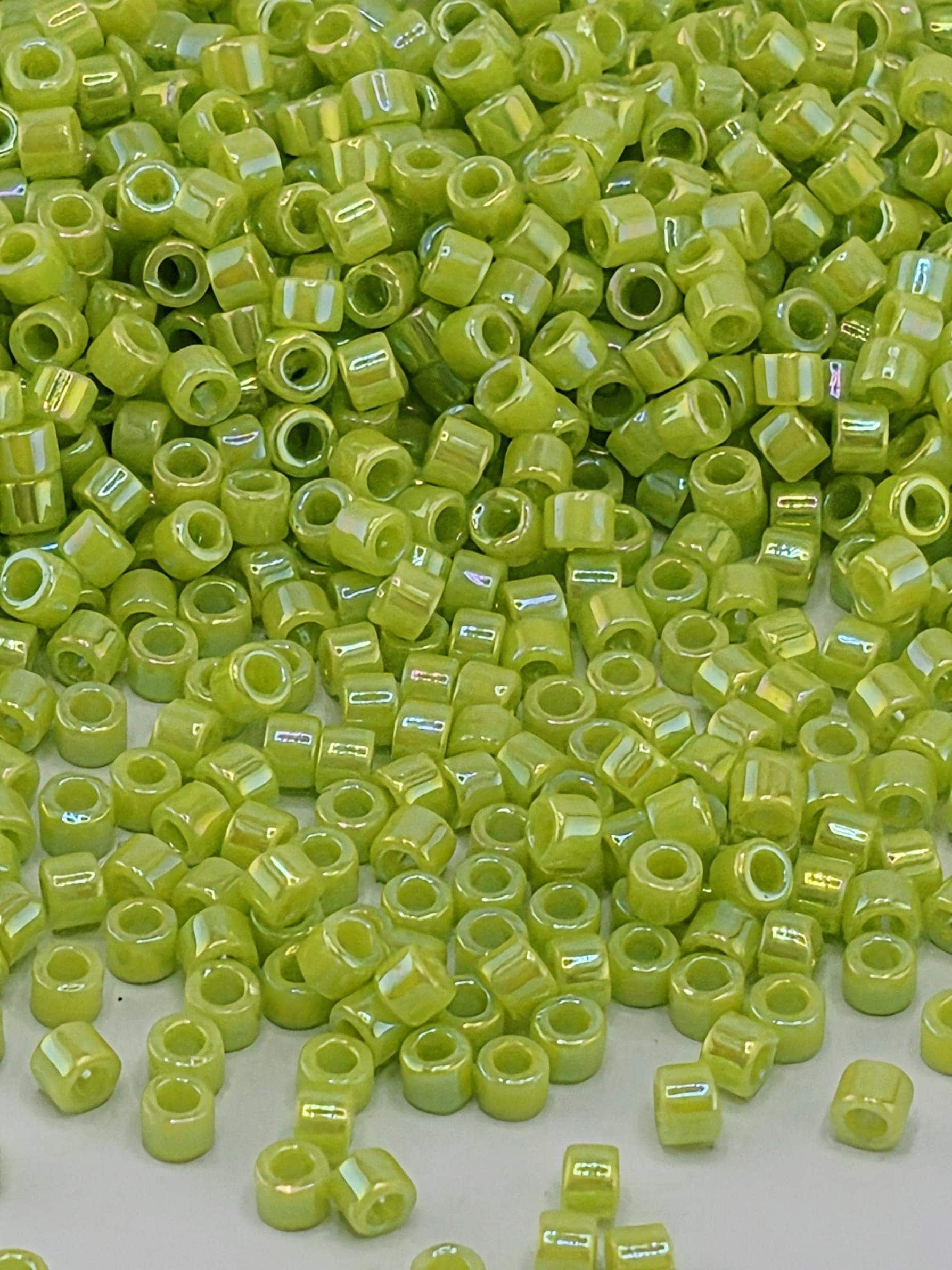 Lime Opaque Rainbow | Size 11/0 | 7g | Japanese Seed Beads | Bead Weaving Embroidery Supply | DIY Jewelry
