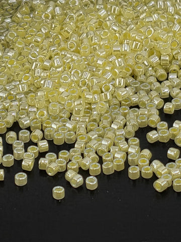 Crystal/Pastel Yellow Inside Color Lined Ceylon | Size 11/0 | 7g | Japanese Seed Beads | Bead Weaving Embroidery Supply | DIY Jewelry