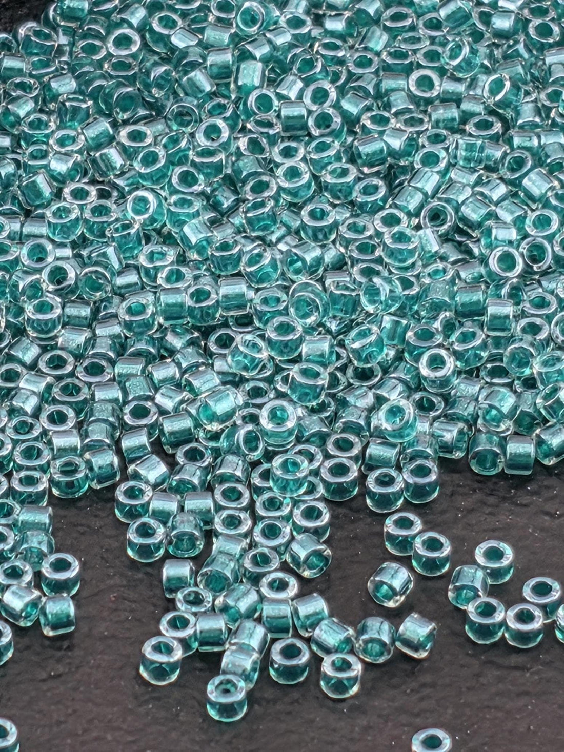 Crystal/Teal Inside Color Lined Sparkle Duracoat | Size 11/0 | 7g | Japanese Seed Beads | Bead Weaving Embroidery Supply | DIY Jewelry