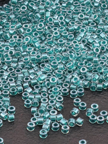Crystal/Teal Inside Color Lined Sparkle Duracoat | Size 11/0 | 7g | Japanese Seed Beads | Bead Weaving Embroidery Supply | DIY Jewelry