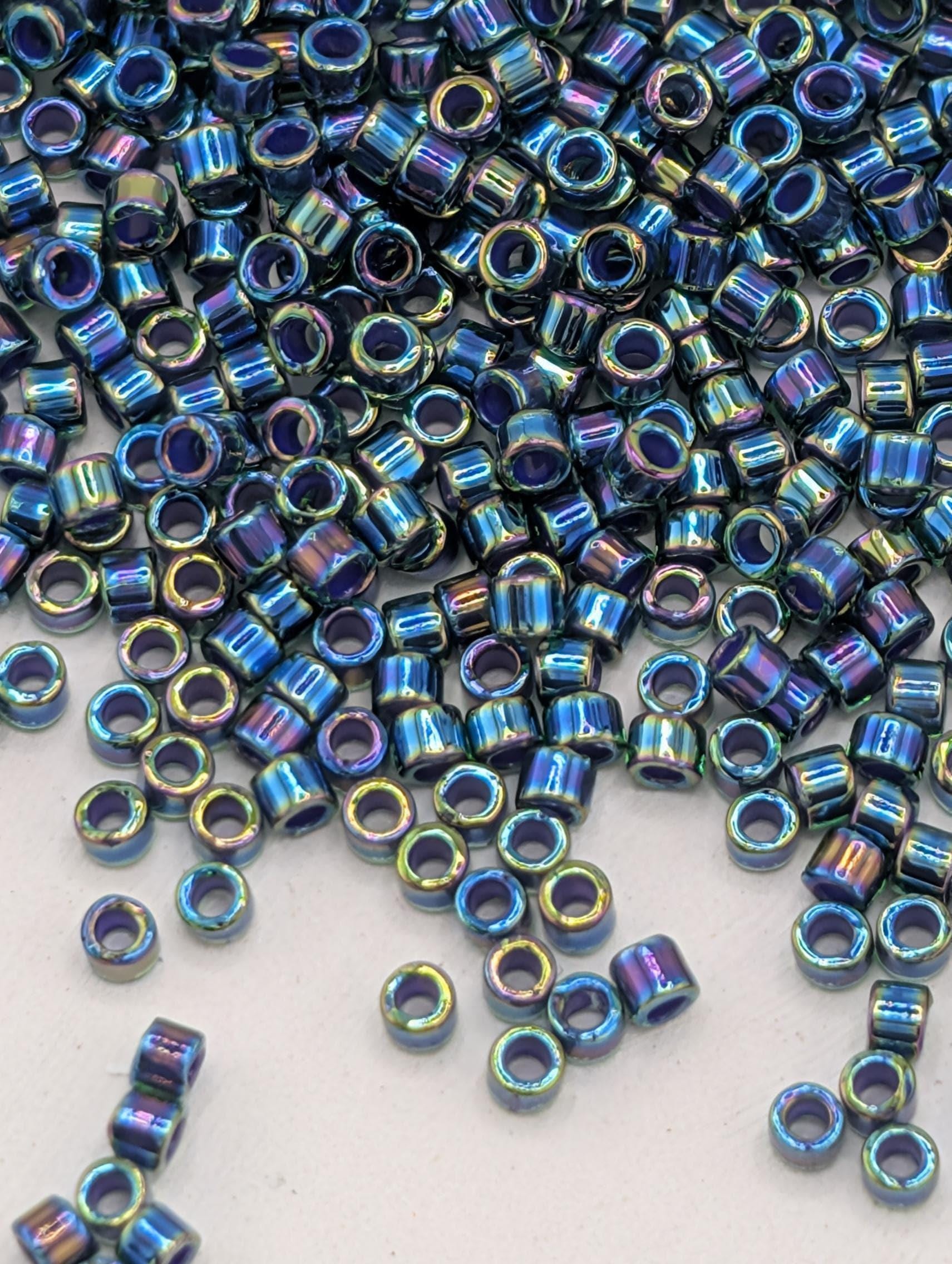 Kelly Green/Olive Inside Color Lined Rainbow | Size 11/0 | 7g | Japanese Seed Beads | Bead Weaving Embroidery Supply | DIY Jewelry