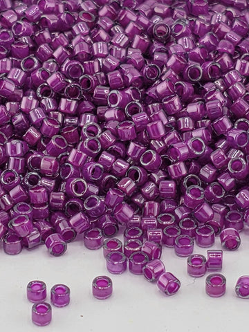 DB0281:Crystal/Medium Plum Inside Color Lined | Size 11/0 | 7g