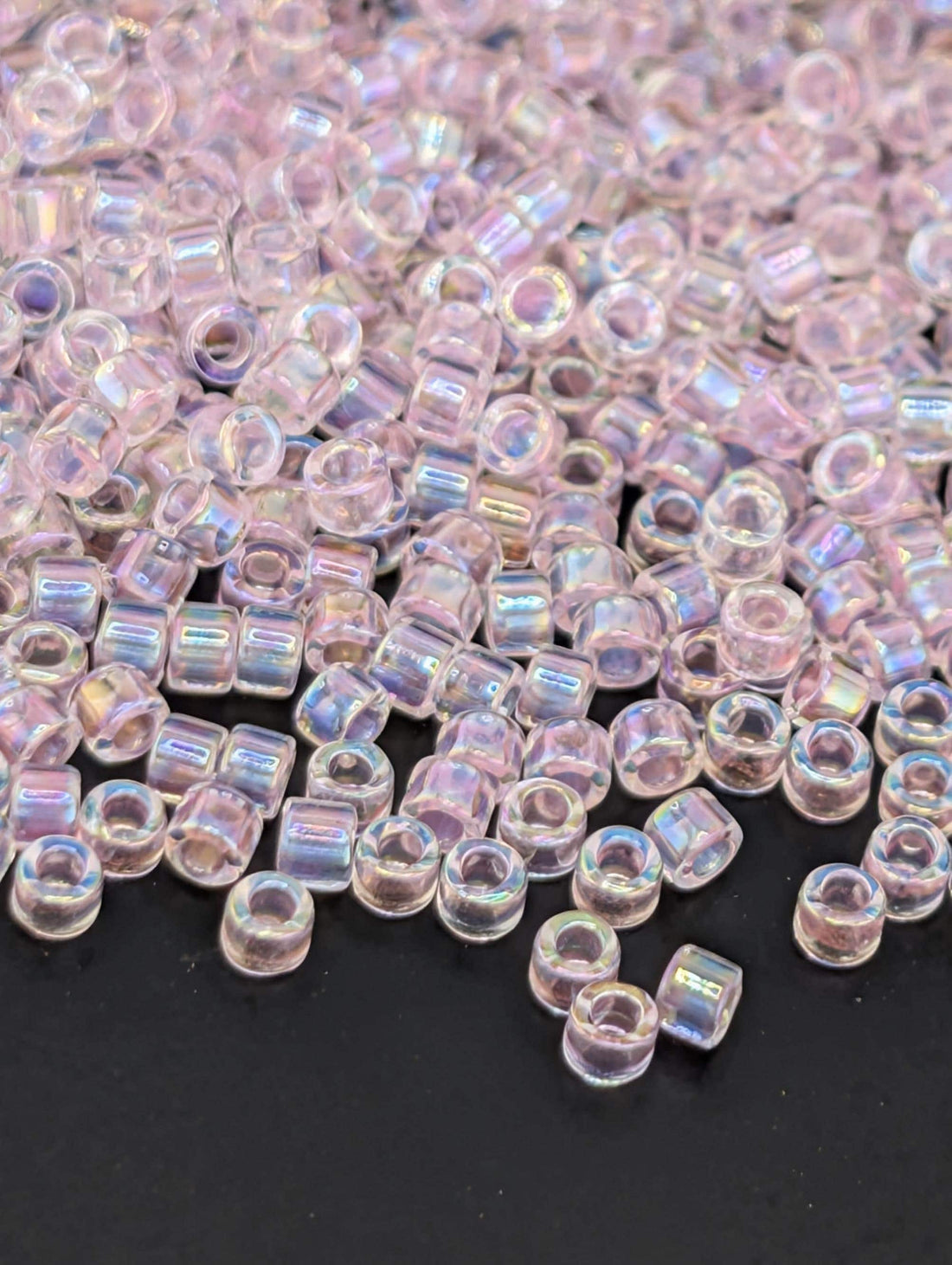 Crystal/Soft Pink Inside Color Lined Rainbow | Size 11/0 | 7g | Japanese Seed Beads | Bead Weaving Embroidery Supply | DIY Jewelry
