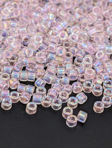 Crystal/Soft Pink Inside Color Lined Rainbow | Size 11/0 | 7g | Japanese Seed Beads | Bead Weaving Embroidery Supply | DIY Jewelry