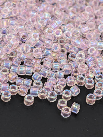 DB0071:Crystal/Soft Pink Inside Color Lined Rainbow | Size 11/0 | 7g