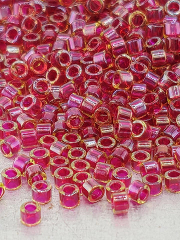 Amber/Red Inside Color Lined | Size 11/0 | 7g | Japanese Seed Beads | Bead Weaving Embroidery Supply | DIY Jewelry
