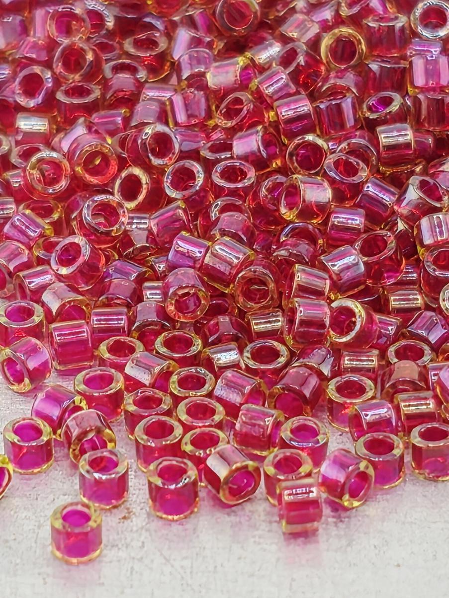 Amber/Red Inside Color Lined | Size 11/0 | 7g | Japanese Seed Beads | Bead Weaving Embroidery Supply | DIY Jewelry